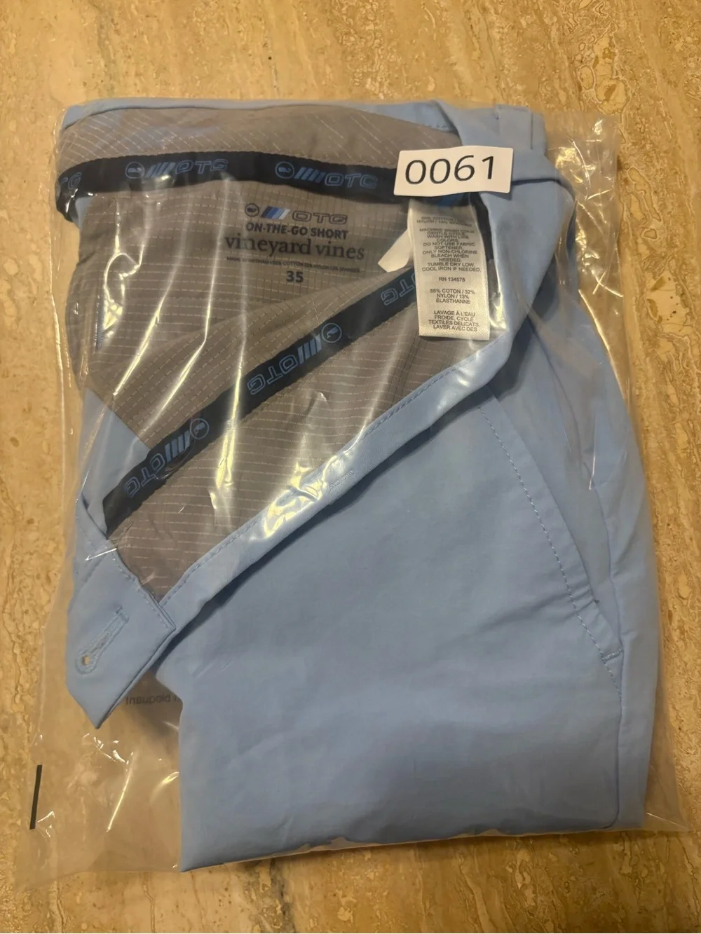 Vineyard Vines Mens 35 On-The-Go Shorts Light Blue Performance Stretch #0061